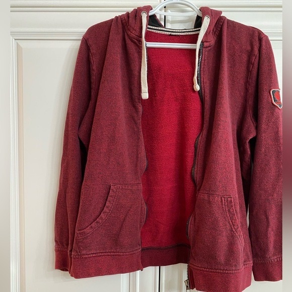 Youth Size Large Red Zip Front Hoodie by Canadiana Front Pockets - Picture 6 of 10